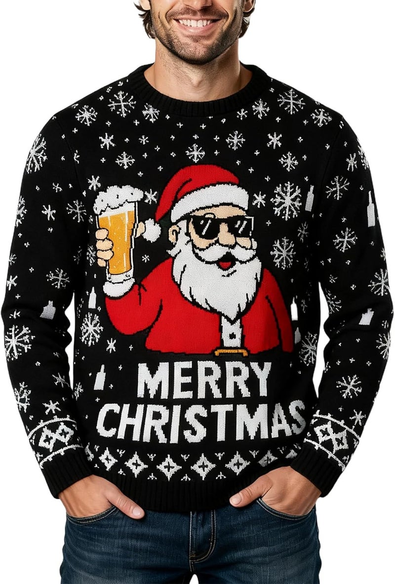 VUTAQE Ugly Christmas Sweater Men: Funny Snowflake Santa Hilarious Xmas Claus Soft Pullover Long Sleeve Knitted Sweaters - Image 1